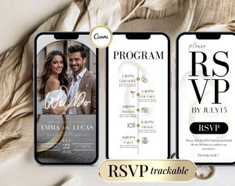 Digital Wedding Invitation with RSVP Editable Minimalist Online Invite Template Elegant Wedding Invite with Trackable RSVP Wedding Animated