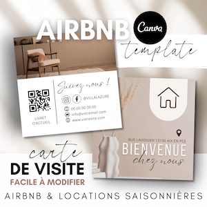 Airbnb Business Card Template Canva Customizable - QR Code - Host Welcome Card Easy to Edit Template for Vacation Rentals