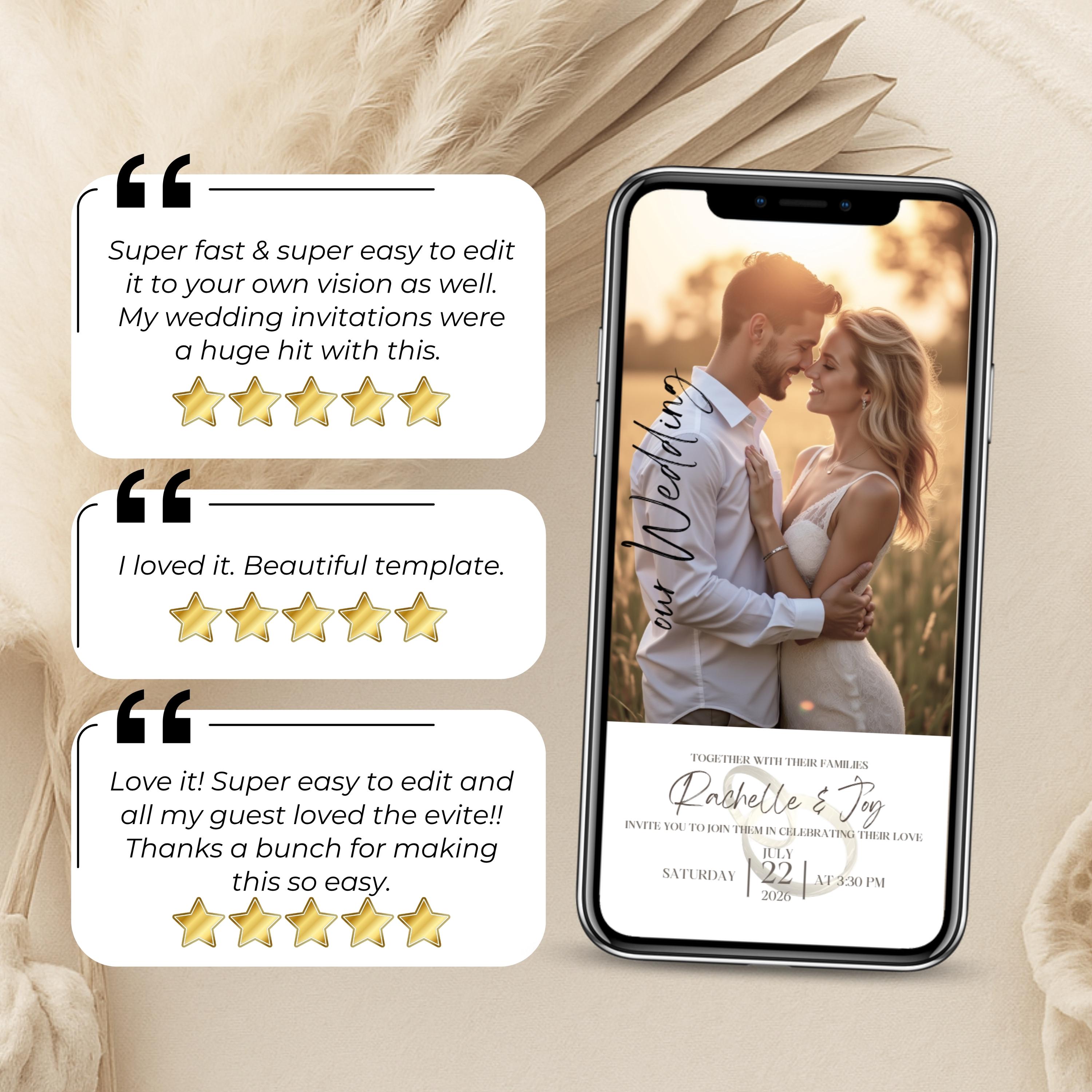 Digital Wedding Invitation Template, Editable Animated Video Invite ...