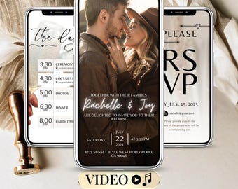 Simple Editable Wedding Video Invite, Animated Wedding Invitation, Wedding Video Card Template, Canva Wedding Invite