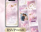 Butterfly Baby Shower Invitation Girl - Faire-part Baby Shower Fille Papillon – Invitation Digitale Rose Violette, Canva avec RSVP cliquable