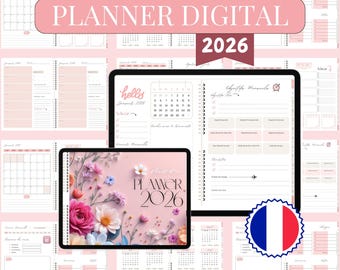 French Digital Planner 2026 – Hyperlinked iPad Agenda (Digital Download)