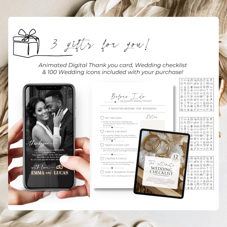 Minimalist Wedding Invitation Website Template, RSVP & Countdown (Canva) image 8