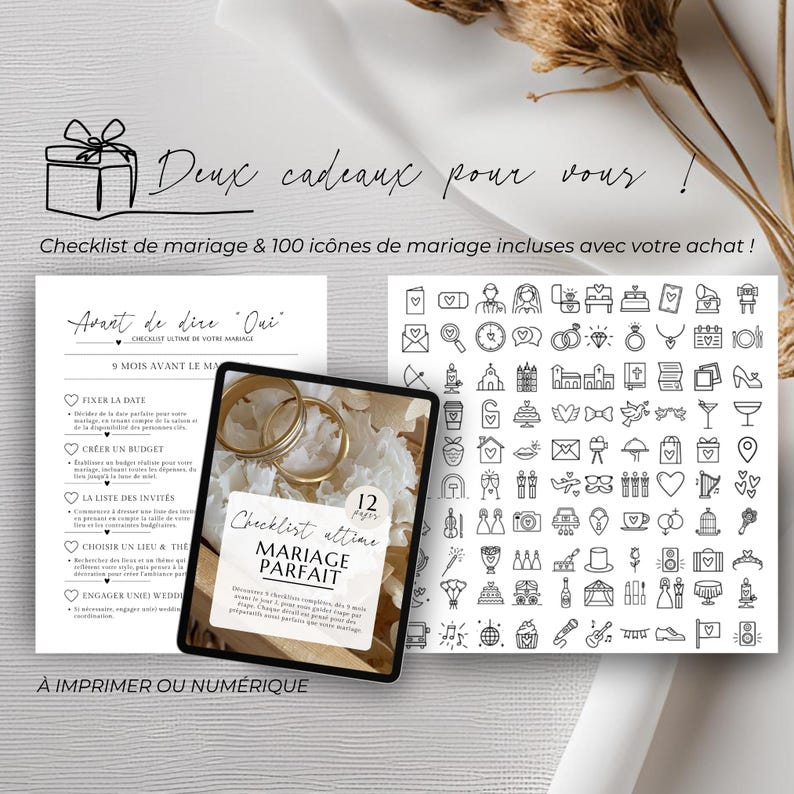 Gazette des Mariés Modèle Faire Part Mariage Template Canva Invitation Mariage Personnalisable Journal Mariage Modèle Canva A3 et A4