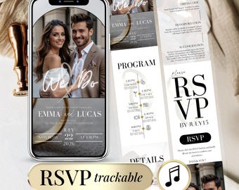 Trackable RSVP Wedding Invitation Template – Minimalist Digital Website
