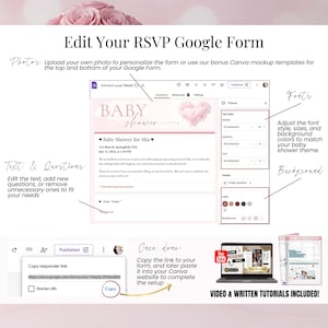 Edit baby shower invitation in Canva step by step, customize text, colors and details, pink cloud baby girl digital invite