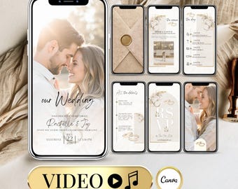 Invito di Nozze Digitale con Video Animato – Modello Canva Personalizzabile con RSVP – Invito Matrimonio da Inviare su WhatsApp o SMS