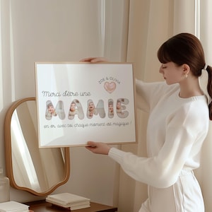 Cadeau Grand Mère Anniversaire Mamie - Affiche Cadeau Carte à Imprimer avec Collage Photos - Modèle Canva - Fete Des Mamies Grands-Parents