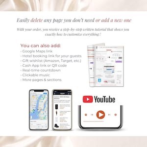 Editable digital birthday website with Google Maps, gift wishlist, real-time countdown and clickable music. Black white and gold glam birthday invitation for 30th, 40th, 50th or any age, customizable in Canva with extra pages and links.