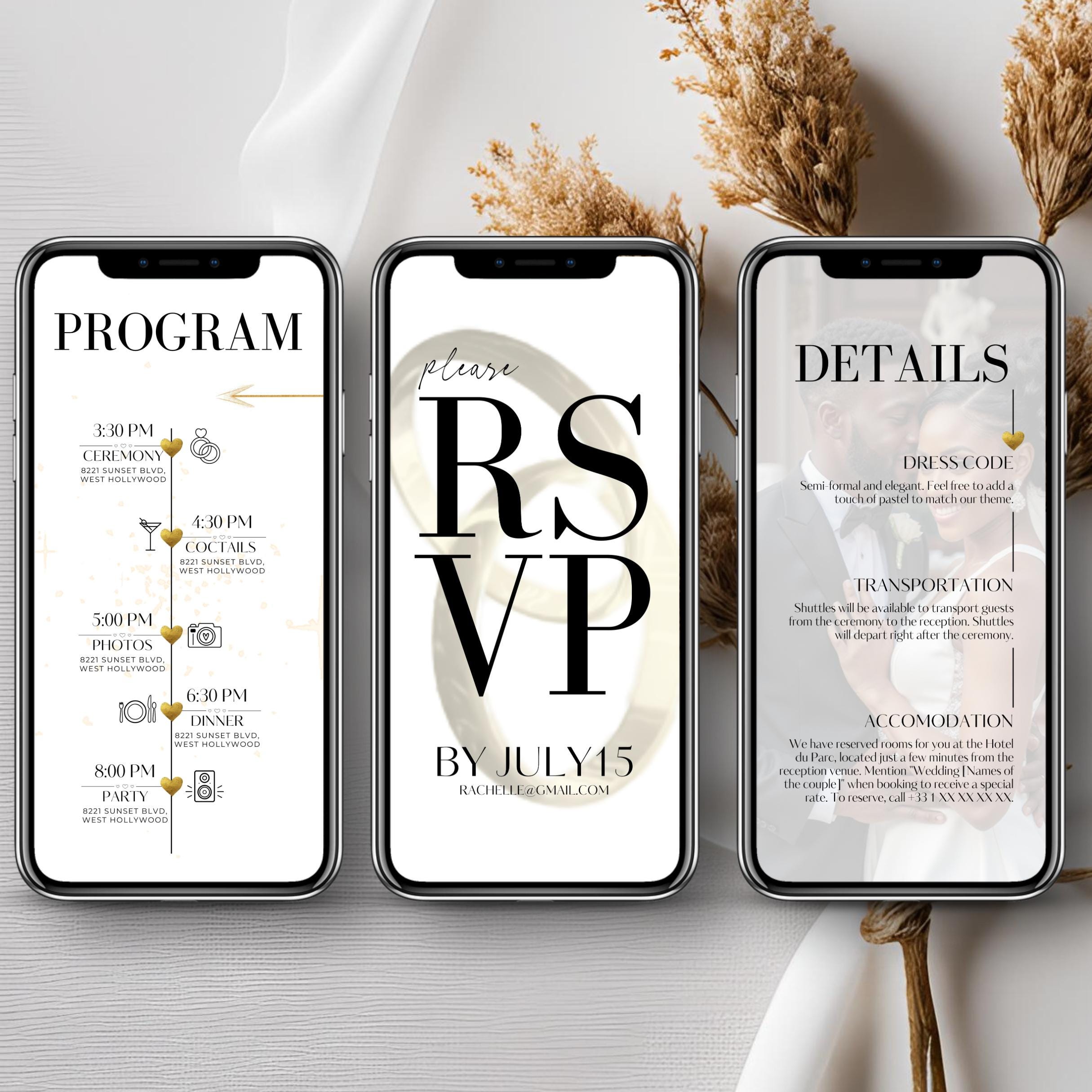Digital Invitations Digital Wedding Invitation Template Bestseller - Customizable Animated ...