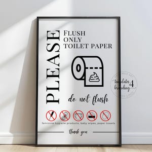 Cartello per carta igienica "Solo sciacquone" - Non lavare lo scarico del bagno di Airbnb Cartello per WC divertente - Poster per WC "Non gettare solo la carta igienica"