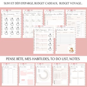 Planificateur budgétaire français non daté avec suivi financier mensuel et annuel. Parfait pour organiser vos dépenses, fixer des objectifs financiers, et gérer vos finances de manière pratique. Compatible avec une utilisation imprimée ou numérique.