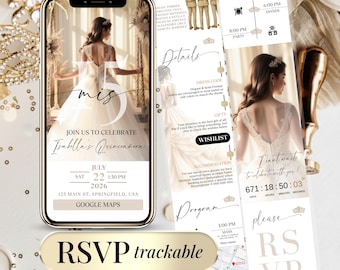 Digital Quinceanera Invitation Editable RSVP Template for Sweet 15 Elegant Quinceanera Website Mis Quince Anos Sweet 16 Invitation Download