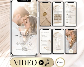 Animated Wedding Invitation, Envelope Opening Video, Editable Digital Template, RSVP Save the Date Canva Wedding Invite Text or WhatsApp
