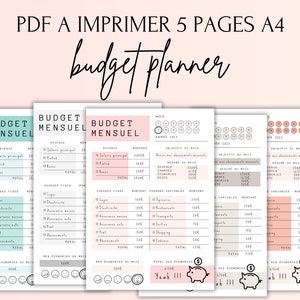 French budget planner to print or for Goodnotes, 5 pages, monthly financial tracking, undated budget planner, efficient management