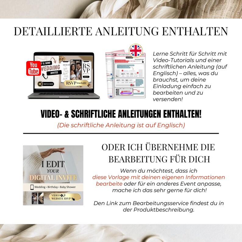 German Wedding Invitation Template | Digital, Clickable RSVP image 11