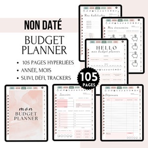 Budget Planner Français Digital non daté pour goodnotes, Suivi financier mensuel et annuel, Planificateur de Budget Non Daté, Agenda budget