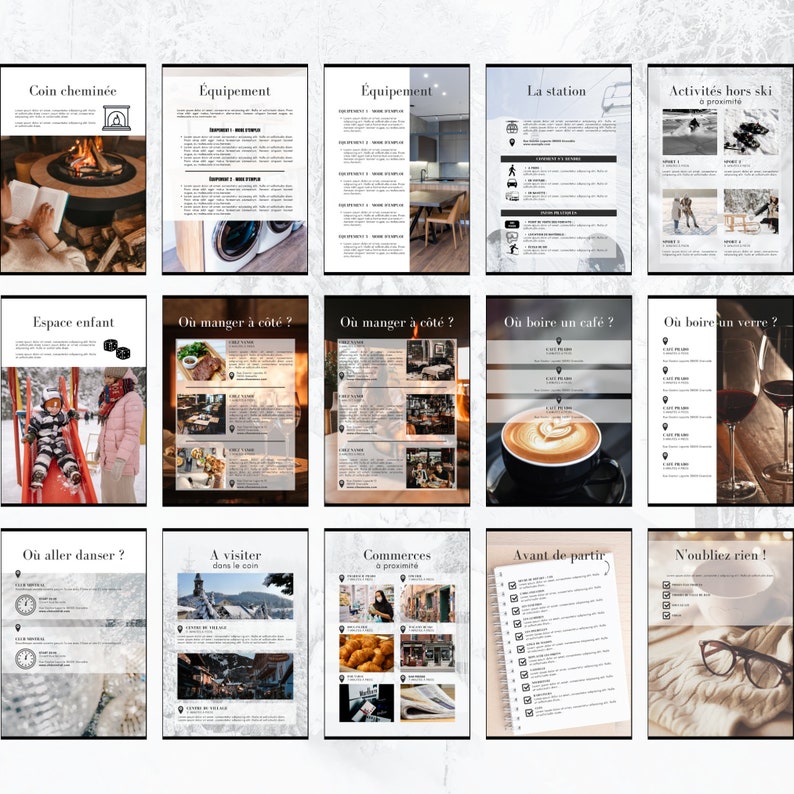 Livret d’accueil hiver chalet ski, 32 pages A4, Template Canva, Airbnb Template, Welcome Book Français, Livret d’accueil