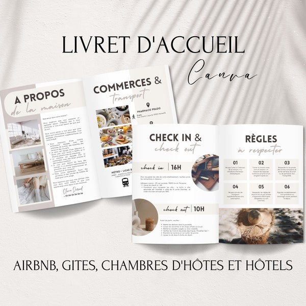 AIRBNB Livret d’accueil en français, 10 pages A4, Template Canva, Airbnb Template, Welcome Book Français, Airbnb Français