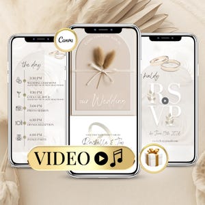 Invito di Nozze Video Animato | Canva Template Personalizzabile con RSVP | Wedding Video Invitation Digitale da Inviare su WhatsApp o SMS