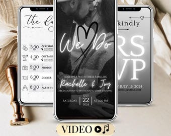 Wedding Video Invitation – Digital Wedding Invitation Template, Editable Canva Wedding Invite, Online Animated Marriage Invitation