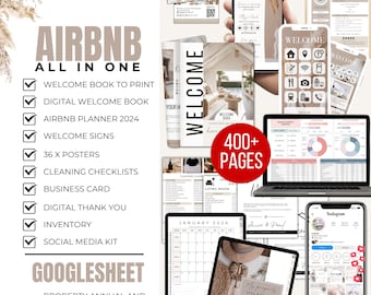 Airbnb Host Bundle, Welcome Book, Digital Airbnb book, Airbnb Spreadsheet, Airbnb instagram, Editable Airbnb Signs, Cleaning Checklist, VRBO