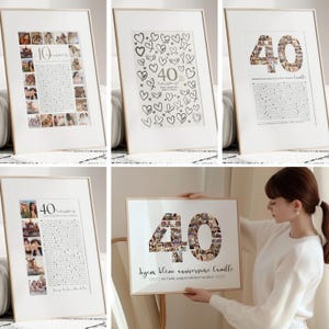 Donna per il 40° compleanno – Set di 5 poster "40 motivi per cui ti amiamo" da stampare – Regalo unico, originale e conveniente