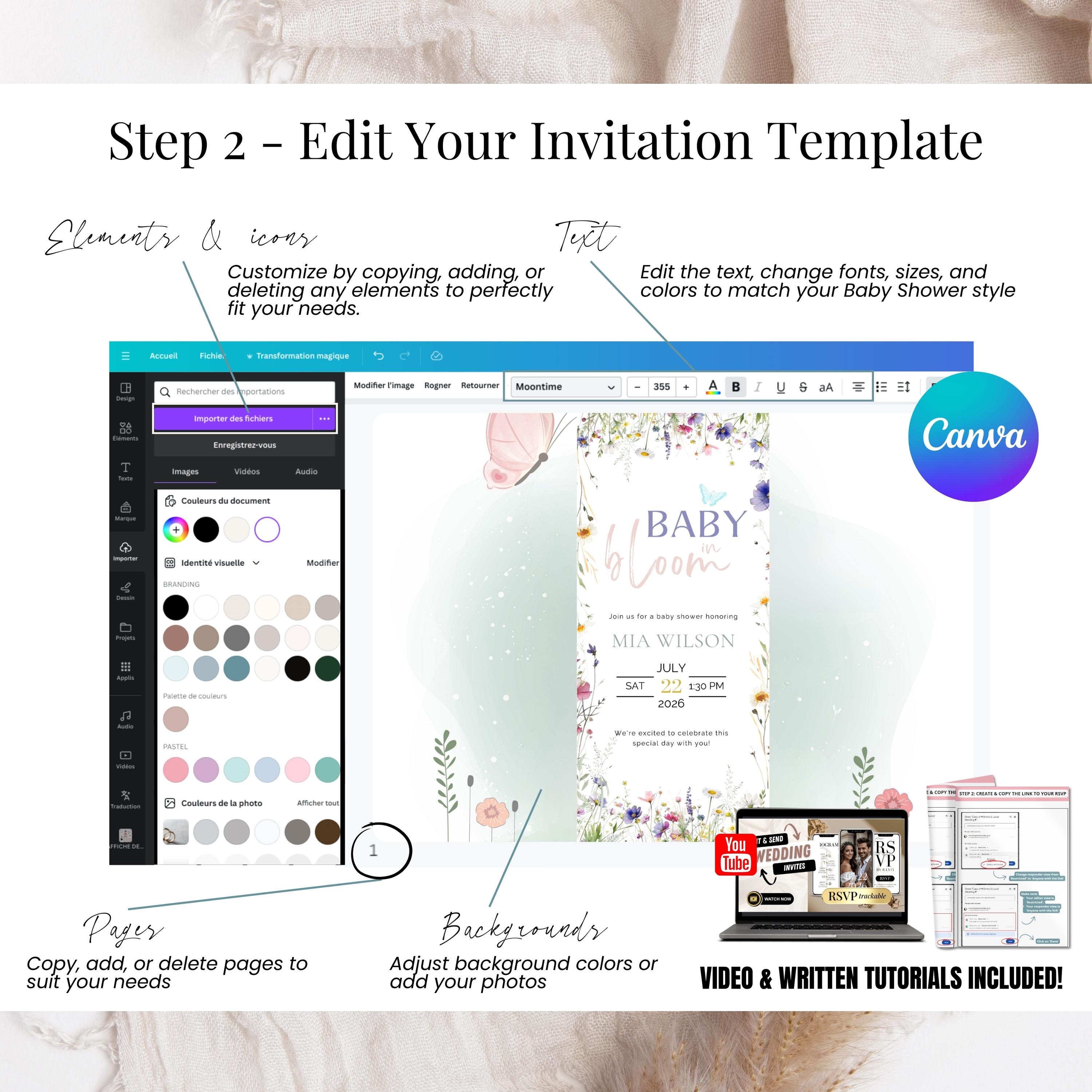 Baby in Bloom Baby Shower Invitation Digital Wildflower Invite Girl Boy ...