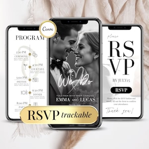 Digitale Hochzeitseinladung RSVP Online - Digitale Hochzeitseinladung mit Online-Tracking-Formular - Canva Hochzeitseinladungsvorlage