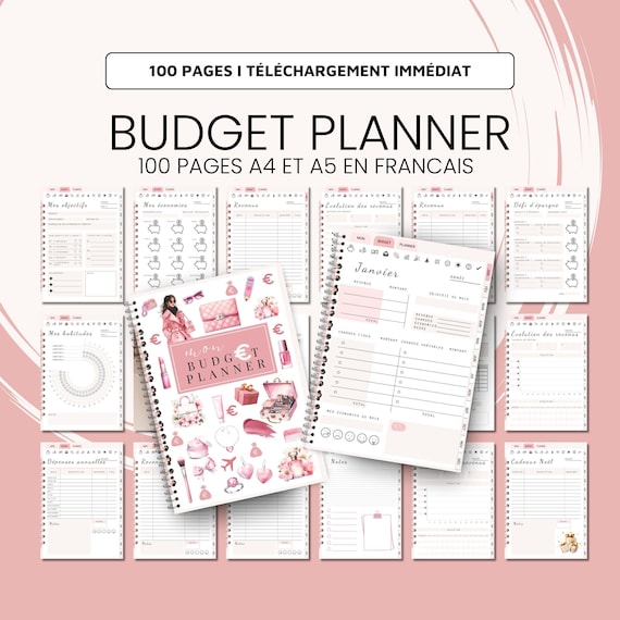 Budget Planner Français Non Daté - Suivi Financier Mensuel et Annuel - Planificateur Pratique Agenda Check List Dépenses Imprimer ou Digital