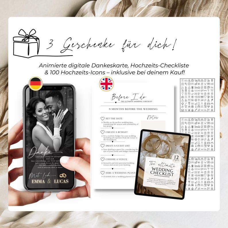 German Wedding Invitation Template | Digital, Clickable RSVP image 7