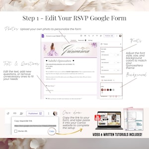 How to Edit Your RSVP Google Form for this Editable Quinceañera Invitation - Digital Mis Quince Años Invite