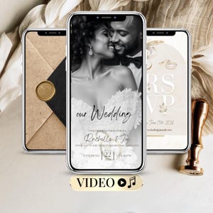 Invitación de Boda Animada – Video con Sobre Abierto – Plantilla Digital Editable en Canva – RSVP Save the Date – Enviar por WhatsApp o SMS