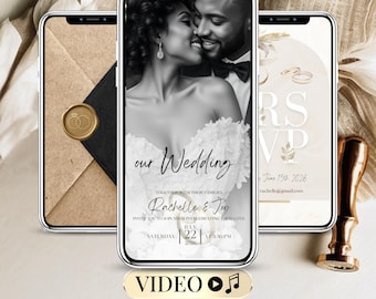 Animated Wedding Invitation Video Wedding Digital Invitation with Envelope Editable Canva Template Electronic Wedding Invite Text WhatsApp
