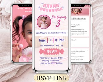 Editable Kids Birthday Invitation – Trackable RSVP, Online Registry (Canva)