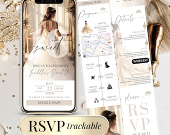 Sweet 16 Invitation Quinceanera RSVP Editable Sweet 16 Invite Quinceanera Website 15th Girl Birthday Digital Quinceanera Invitacion 15 Anos