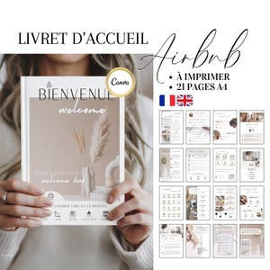 Libretto di benvenuto in francese e inglese, AIRBNB, poster di benvenuto, affitto di case, manuale, affitto stagionale, camera degli ospiti, gîte, hotel