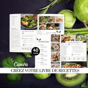 Livre de recettes à personnaliser, Modèle de livre de cuisine Canva, Cahier de recettes, Recette de cuisine, Template canva, Recette cuisine