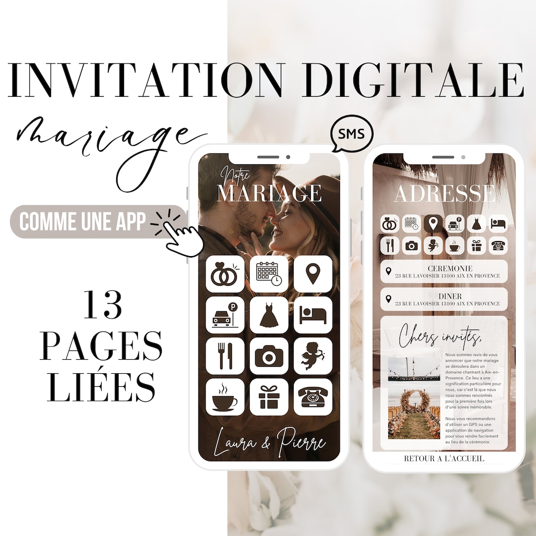 Fairepart mariage digitale, invitation mariage, faire part mariage