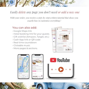 Customize your Teddy Bear Baby Shower website with Google Maps, baby registry links, countdown timer, YouTube music, extra pages and step-by-step tutorials included.