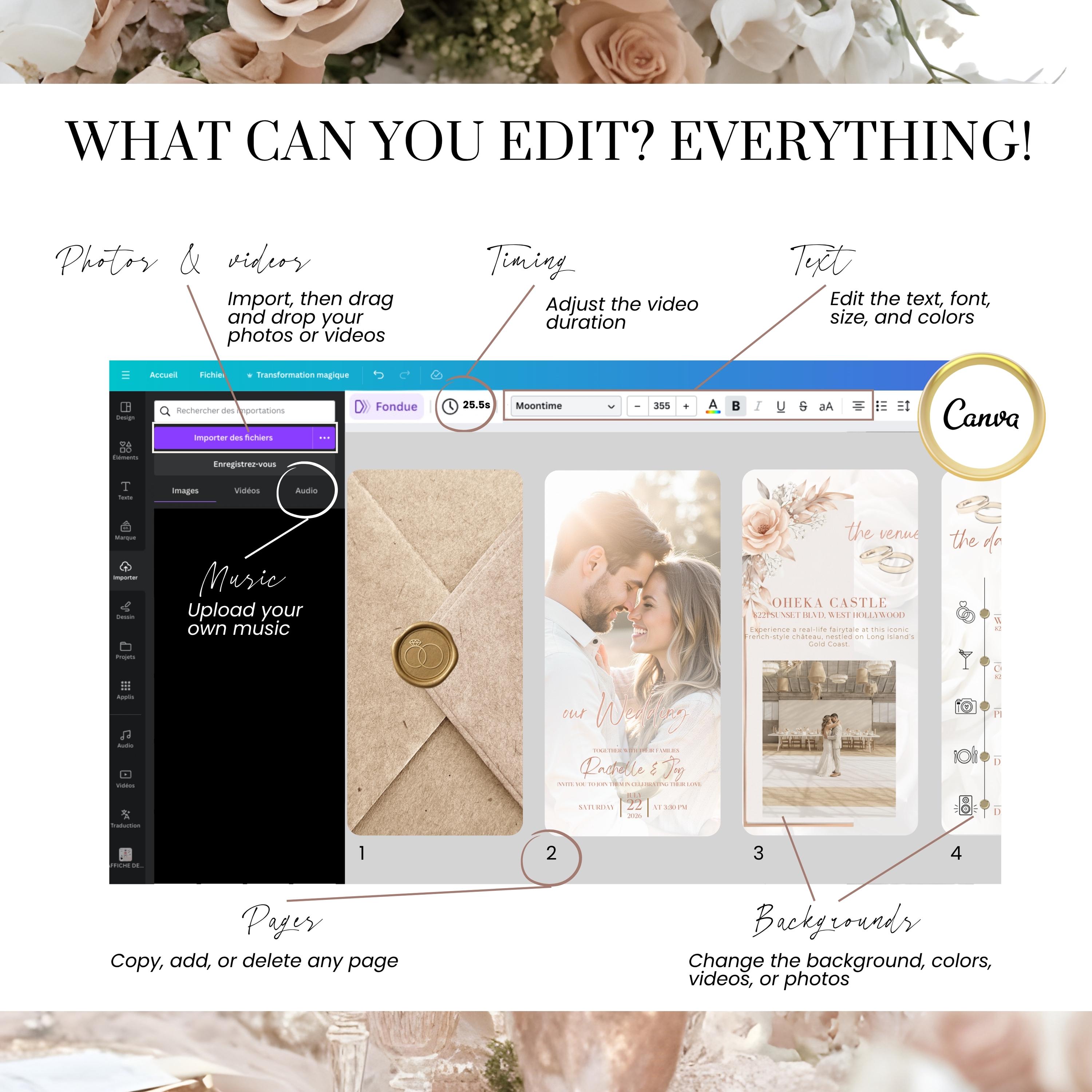 Animated Einvite Animated Wedding Invitation Video Template Peach | Editable Digital ...