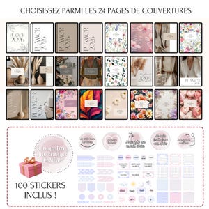 Planner Digital 2026 Personnalisable – Choisissez parmi 24 couvertures élégantes et utilisez plus de 100 stickers digitaux inclus pour organiser votre année avec style. Compatible GoodNotes, Notability, iPad et tablettes, ce agenda numérique complet en français combine esthétique et praticité. Calendrier daté 2026 + pages mensuelles, hebdomadaires, journalières et trackers pour une organisation optimale.