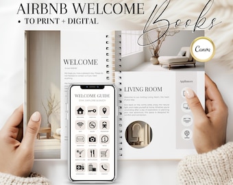 Airbnb Welcome Book Template – Editable Guest Guide Canva (Digital & Printable)
