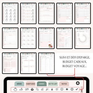 Budget Planner Français Digital non daté pour goodnotes, Suivi financier mensuel et annuel, Planificateur de Budget Non Daté, Agenda budget