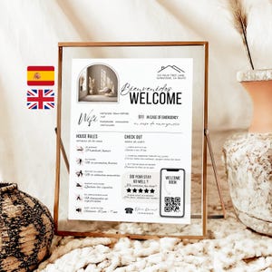 Editable Airbnb Sign Bundle in Spanish English - Hosts Printable Templates - English Spanish Rules Vacation Rentals - Bilingual Welcome Sign