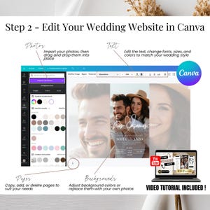 Personaliza tu página web de boda en Canva - Plantilla de invitación digital moderna - Spanish editable wedding invitation