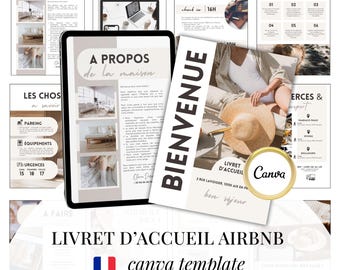 French Airbnb Welcome Book Template Canva Editable – 10 Pages A4 Host Guide, Rental Welcome Book, Airbnb Guide Template