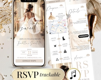 Sweet 16 Invitation Quinceanera RSVP Editable Sweet 16 Invite Quinceanera Website 15th Girl Birthday Digital Quinceanera Invitacion 15 Anos