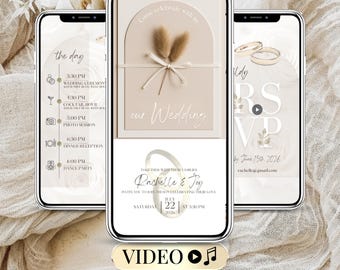 Animated Wedding Invitation Video Custom Digital Invite Editable RSVP Template Wedding Video Invite, Canva Design for Your Special Day