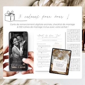 Bonus inclus avec invitation mariage digitale terracotta, cadeaux personnalisables éditables sur Canva